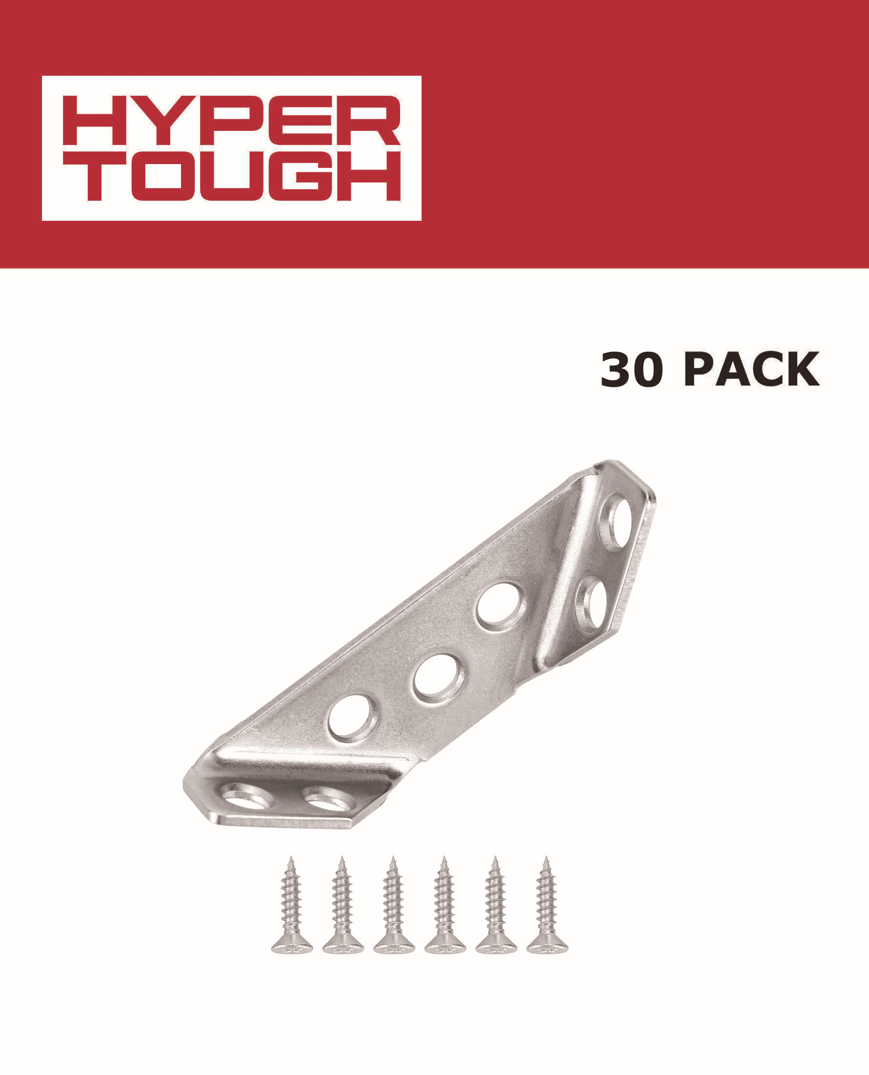 Hyper Tough 2-1/2 in. Stainless Steel Furniture Corner Connectors with Screws, 30 Pack