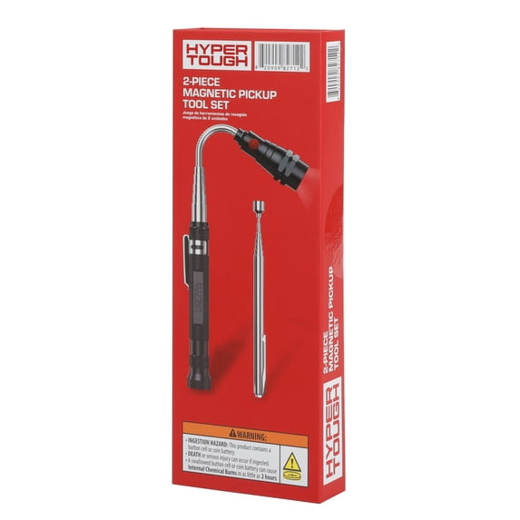 Hyper Tough 2-Piece Magnetic Pickup Tool Set with LED Light, Holiday