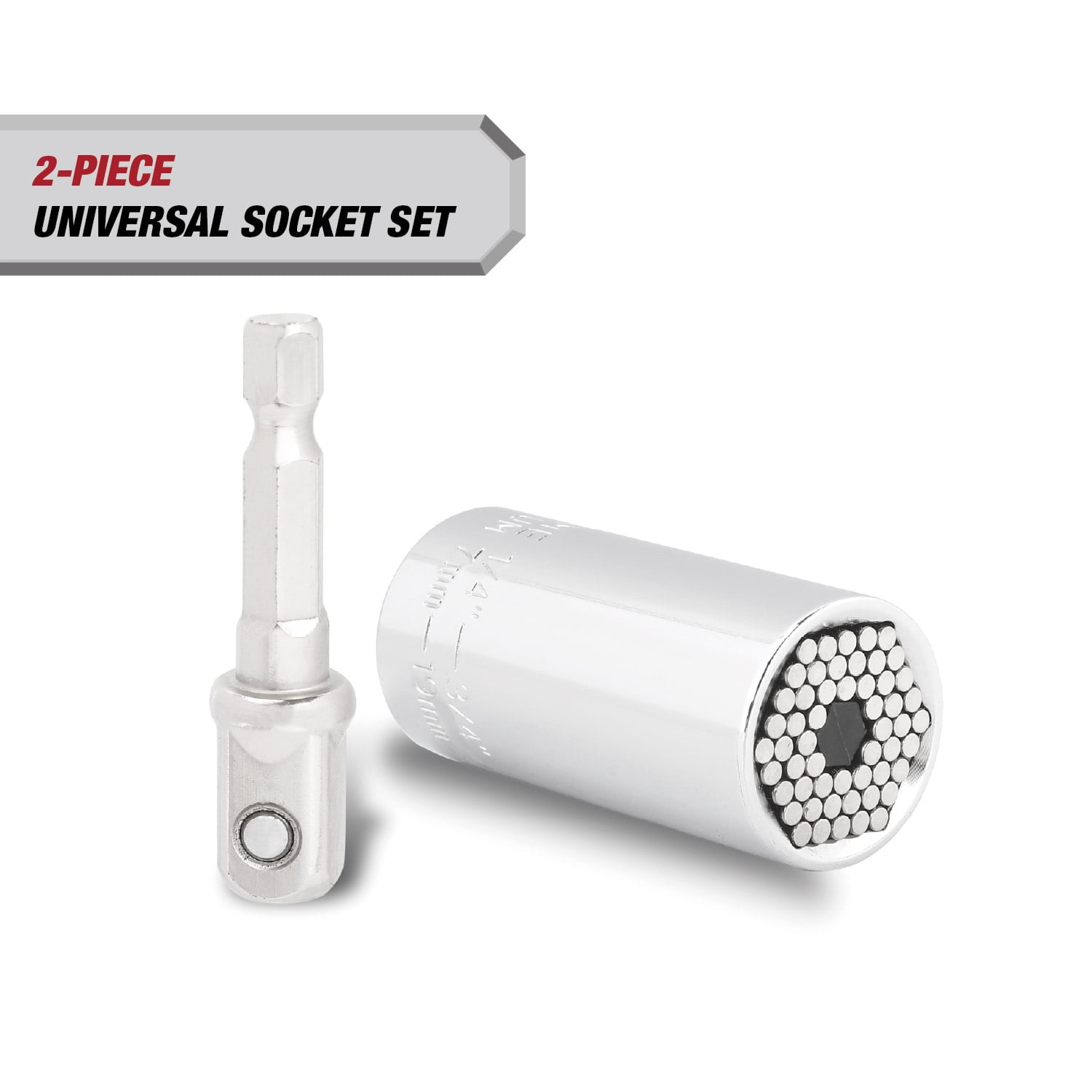 Hyper Tough Universal Socket with Power Drill Adaptor, Fits 1/4-3/4 inch
