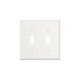 thumbnail image 1 of Hyper Tough Impact-Resistant 2 Toggle Mid-size Wallplate, Durable Thermoplastic, White Finish, 1 of 9
