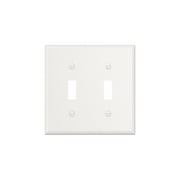 Hyper Tough Impact-Resistant 2 Toggle Mid-size Wallplate, Durable Thermoplastic, White Finish