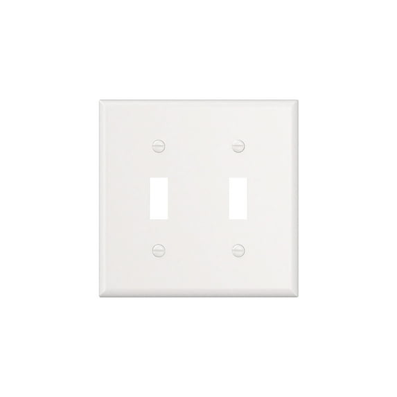 Hyper Tough Impact-Resistant 2 Toggle Mid-size Wallplate, Durable Thermoplastic, White Finish