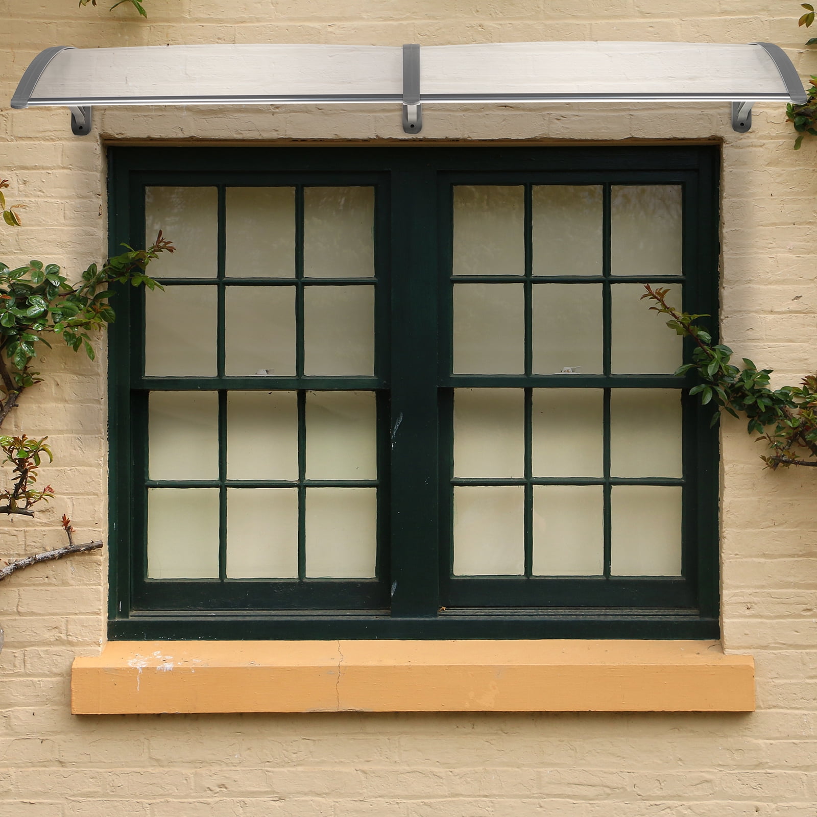 HT-200 x 100 Household Application Door & Window Rain Cover Eaves Canopy Silver & Gray Bracket