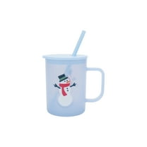 20 Ounce Light Blue Frosted Acrylic Snowman Mug with Lid and Straw, by Holiday Time