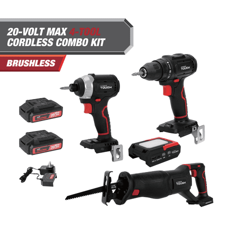 Hyper Tough 20V Brushless 4-Tool Combo Kit, Holiday Gift