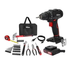 Kit de Taladro Inalámbrico de 20 Voltios Máx. Hyper Tough con Batería de Ión-Litio de 1.5Ah y Cargador, 70 Piezas
