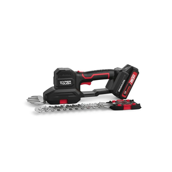 Hyper Tough 20V 2-in-1 Brushless Cordless Shear and Shrubber with 20V Max 2.0Ah Battery and Charging Cable