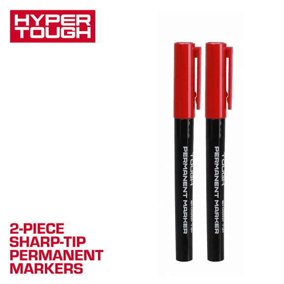 Hyper Tough 2-Piece Sharp-Tip Permanent Marker Set, Red
