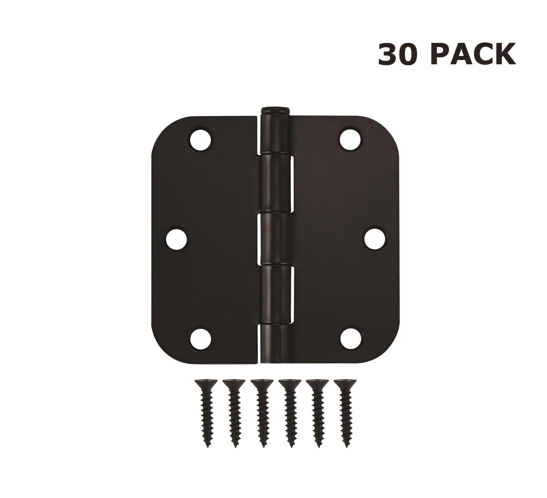 Hyper Tough 3-1/2 in. Round Corner Squeak-Free Hinge, Matte Black, 30 Pack
