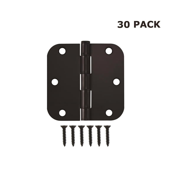 Hyper Tough 3-1/2 in. Round Corner Squeak-Free Hinge, Matte Black, 30 Pack