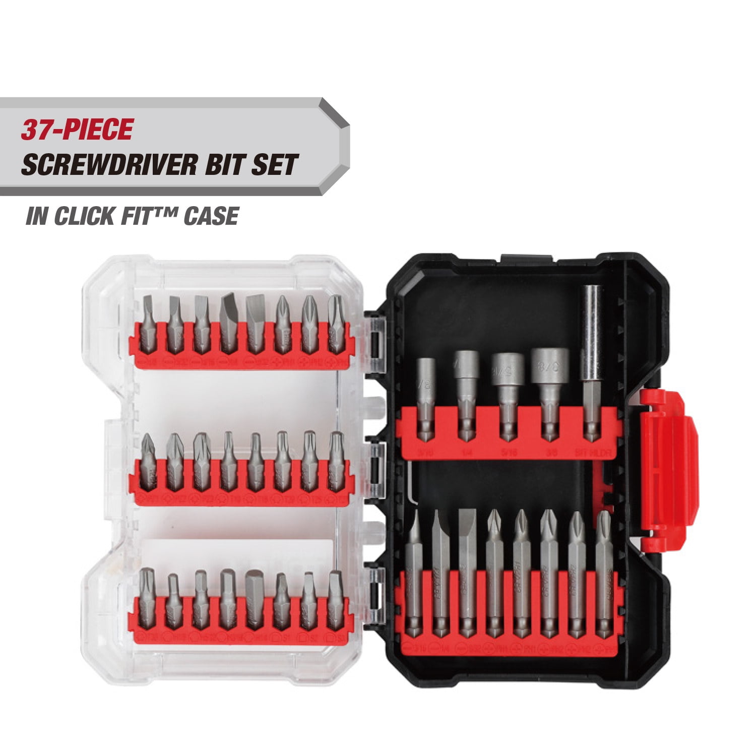 Hyper Tough 37-Piece Screwdriver Bit Set in Click Fit Case