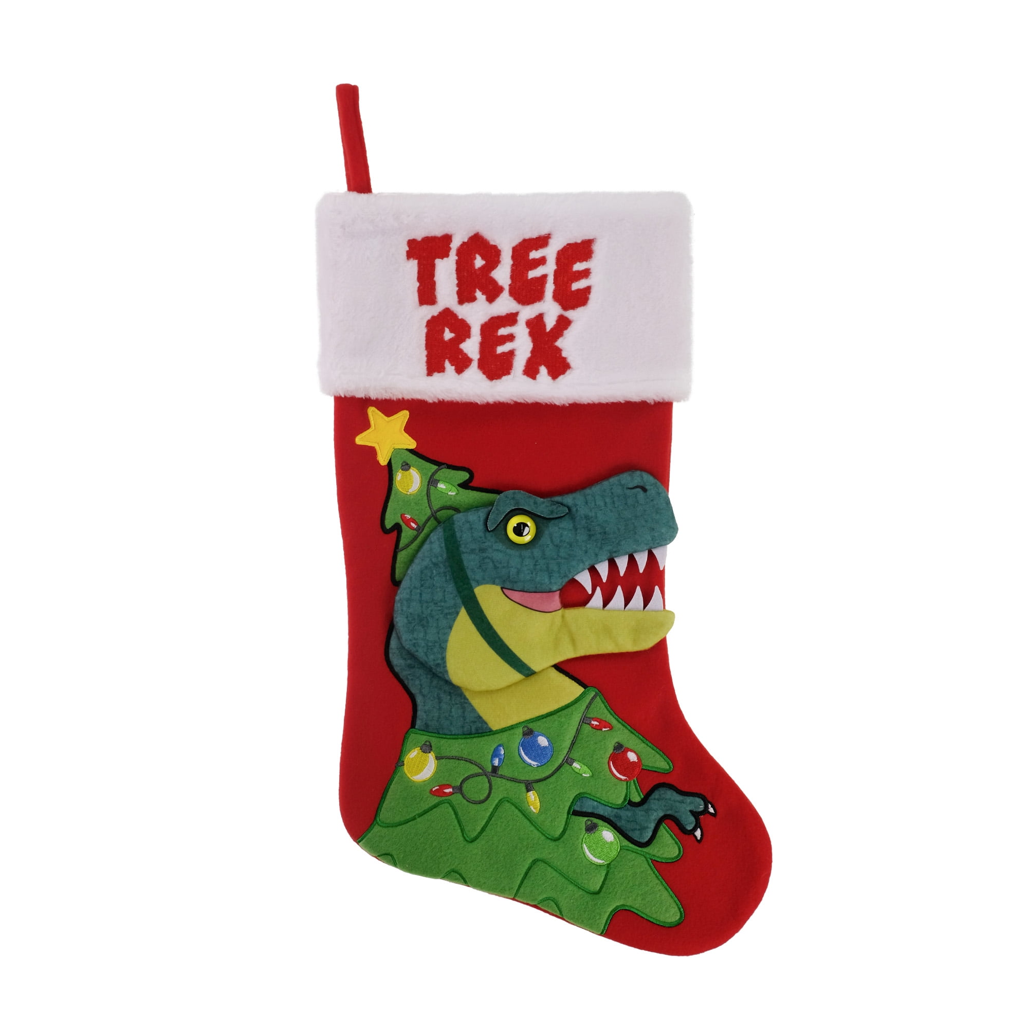 Holiday Time 20 Inch Tree Rex Dinosaur Christmas Stocking