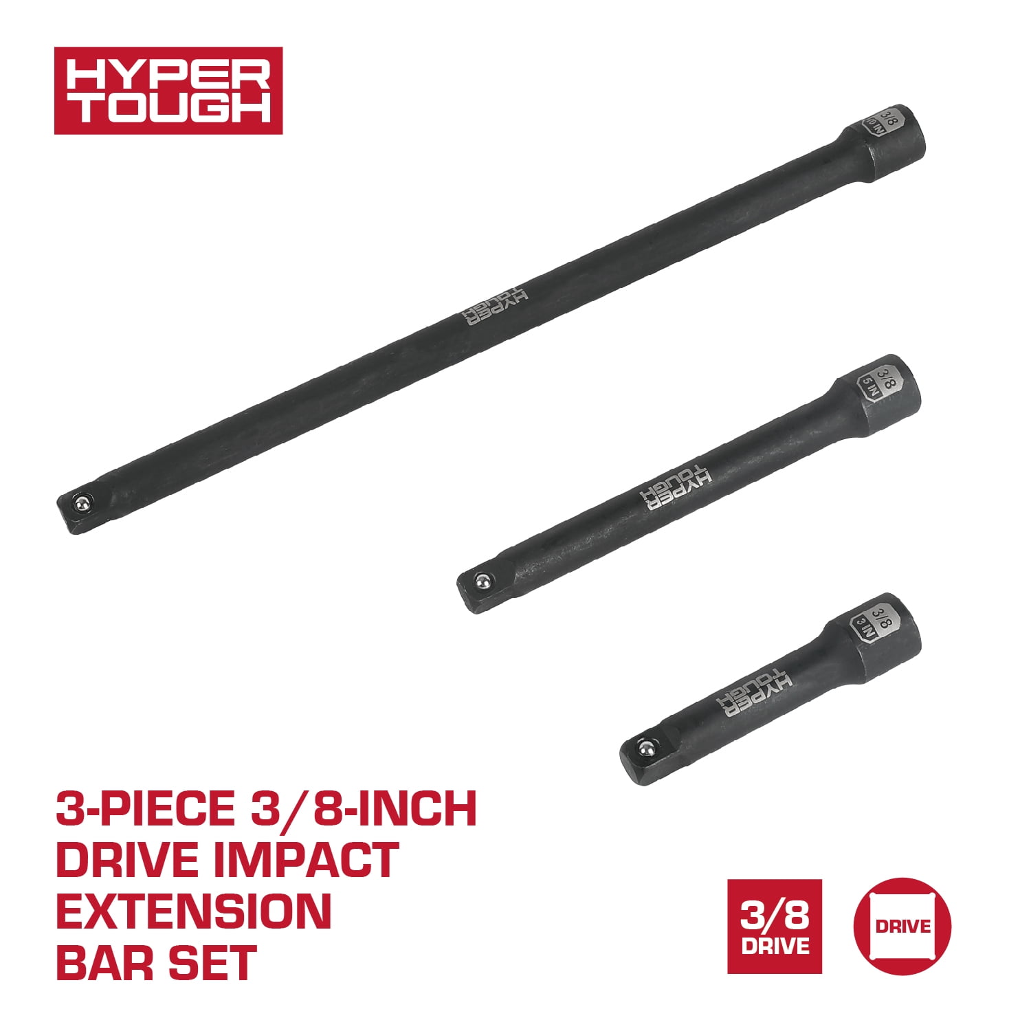 Hyper Tough 3-Piece 3/8-inch Drive Impact Extension Bar Set