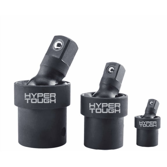 Hyper Tough 1/4-Inch, 3/8-Inch, and 1/2-Inch Drive Impact Swivel Joint Adapter Set, 3 Pieces