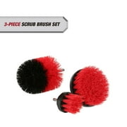 Hyper Tough 3-Piece Nylon Bristle Scrub Brush Set with 1/4-inch Hex Shank