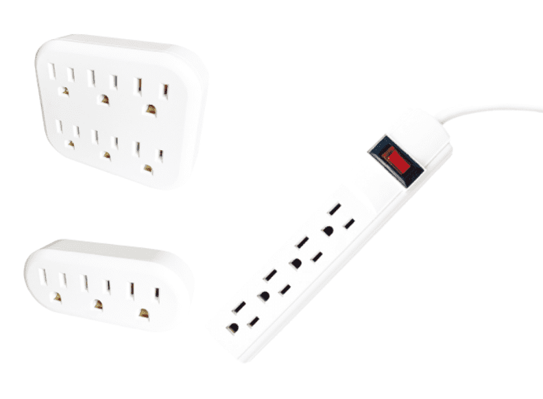 HT Electrical Outlets Power Strip Set – 3 Piece White