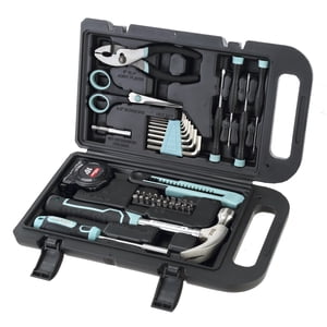 Kit de herramientas para hogar Hyper Tough de 40 piezas color espuma de mar para reparaciones básicas y proyectos de bricolaje