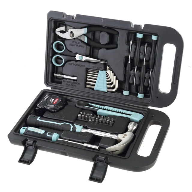 Hyper Tough 40-Piece Household Tool Kit, Seafoam