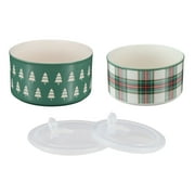 Holiday Time 4-Piece Trees & Plaid Glazed Stoneware Bake & Store Containers Set, Multicolor