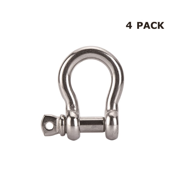 Hyper Tough 1/2 in. D-Ring Shackles, Stainless Steel 316, Marine Grade, 4 Pack