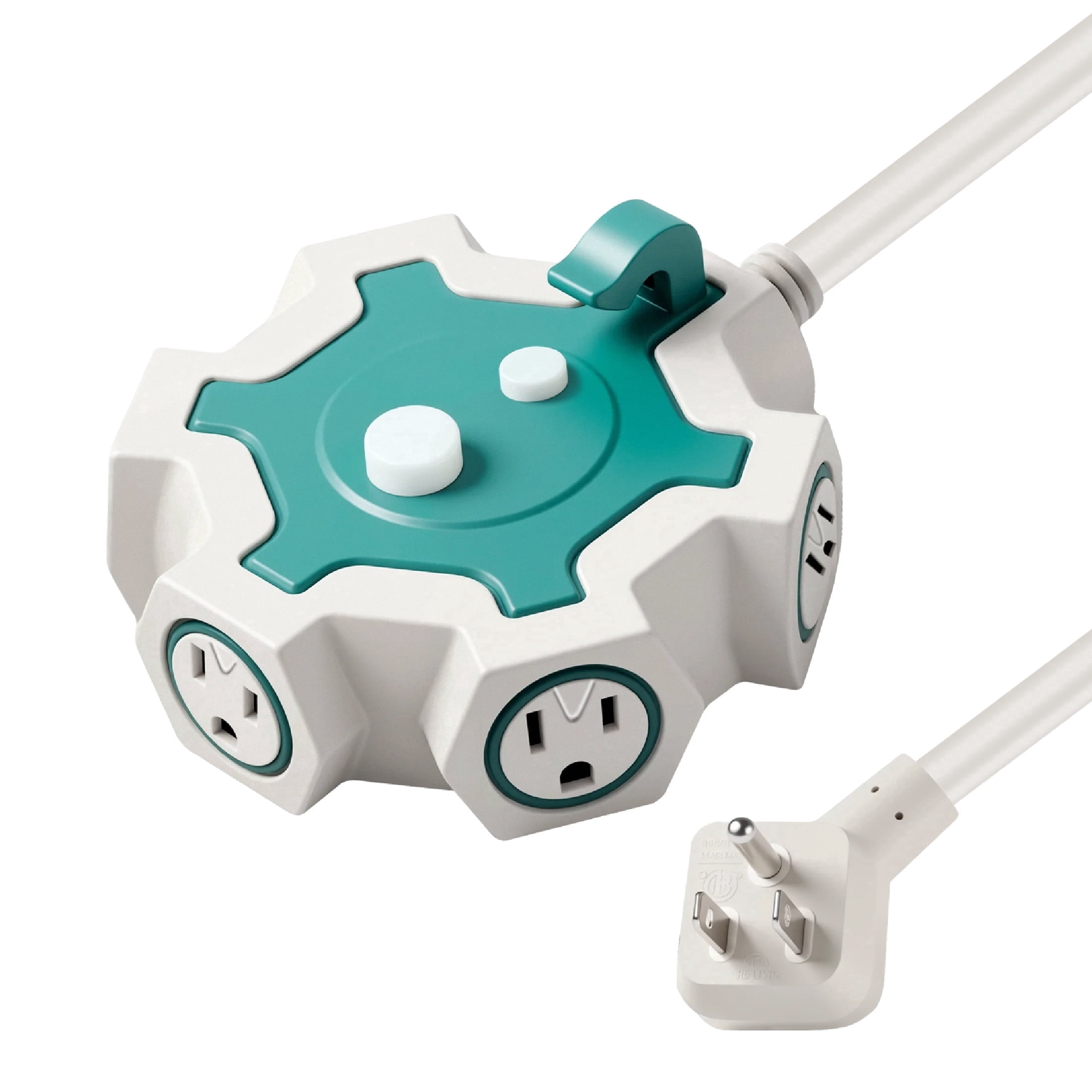 Indoor 5-Outlet Hub Extension Cord, Green and White, 6', by Holiday Time