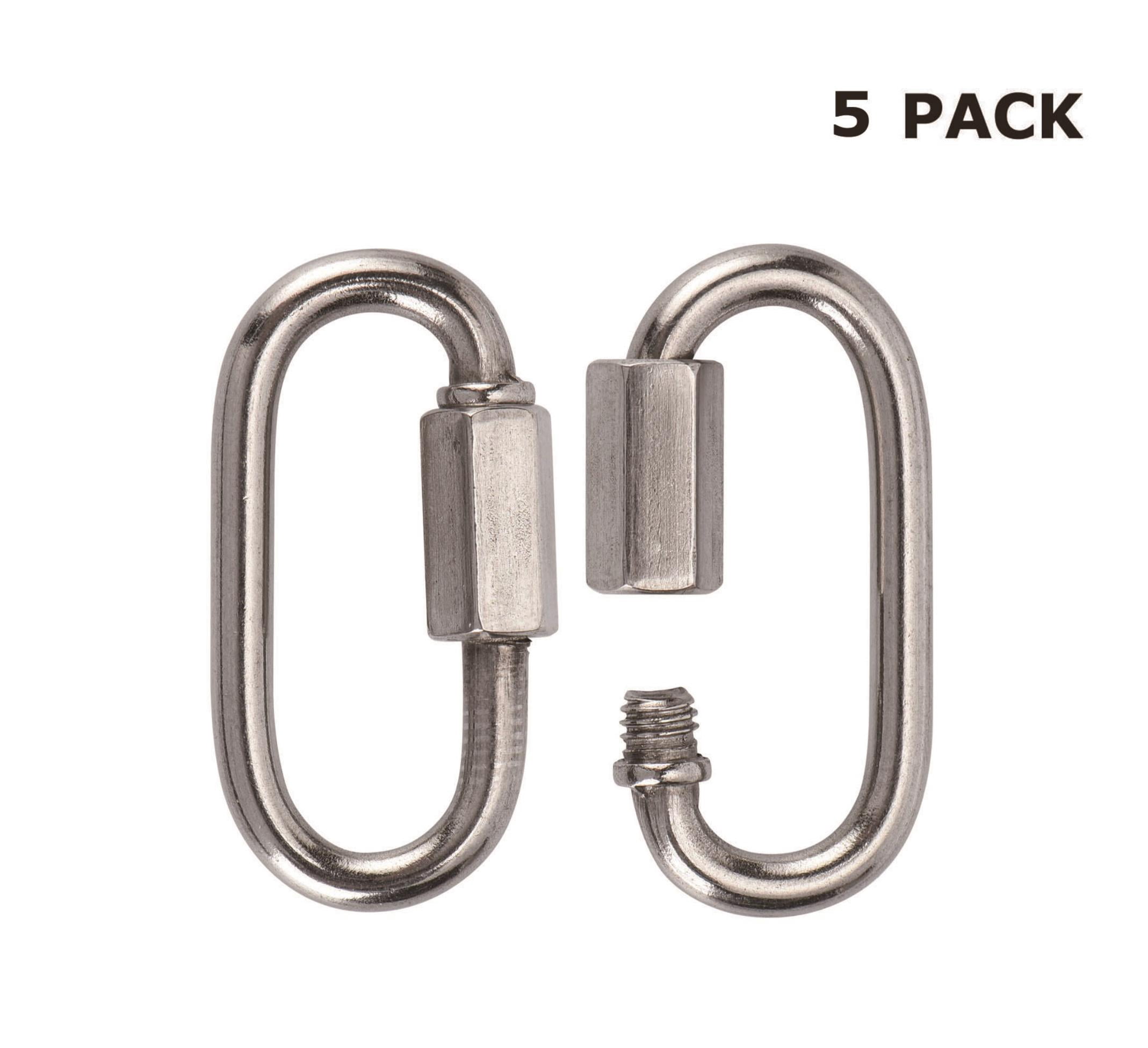 Hyper Tough 2-3/10 in. x 1/4 in. Wide Jaw Quick Link, Stainless Steel, 5 Pack