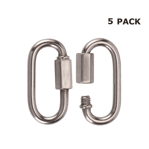 Hyper Tough 2-3/10 in. x 1/4 in. Wide Jaw Quick Link, Stainless Steel, 5 Pack