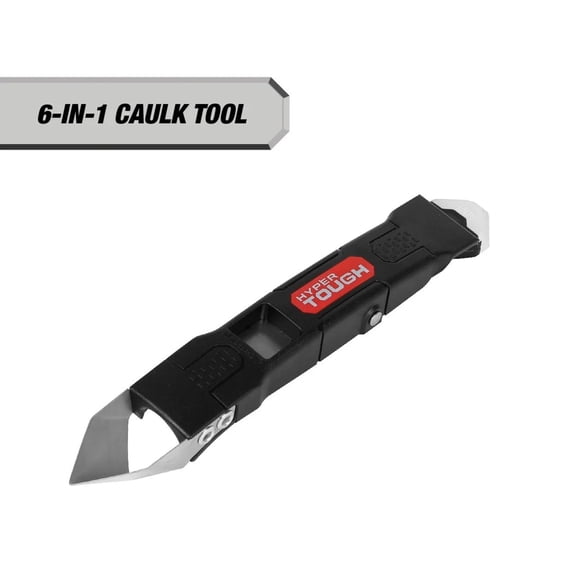 Hyper Tough Multi-Purpose 6-in-1 Caulk Tool, 8.5" x 1.1" , Black