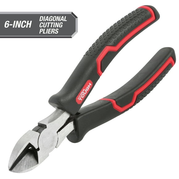 Hyper Tough 6-Inch Diagonal Cutting Pliers with Ergonomic Soft Grip Handles