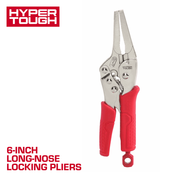 Hyper Tough 6-inch Long-Nose Locking Pliers with Triggerless Release