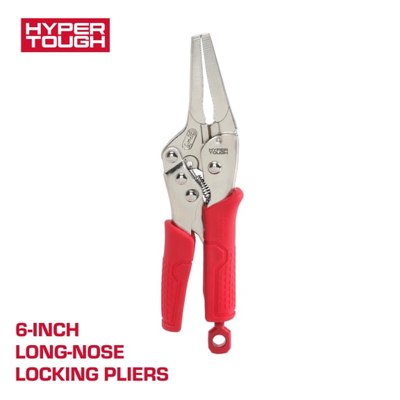 Hyper Tough 6-inch Long-Nose Locking Pliers with Triggerless Release