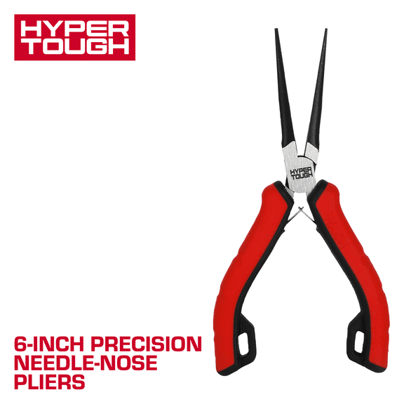 Hyper Tough 6 in Needle-Nose Pliers with Dual Material Comfort Grips, 44353