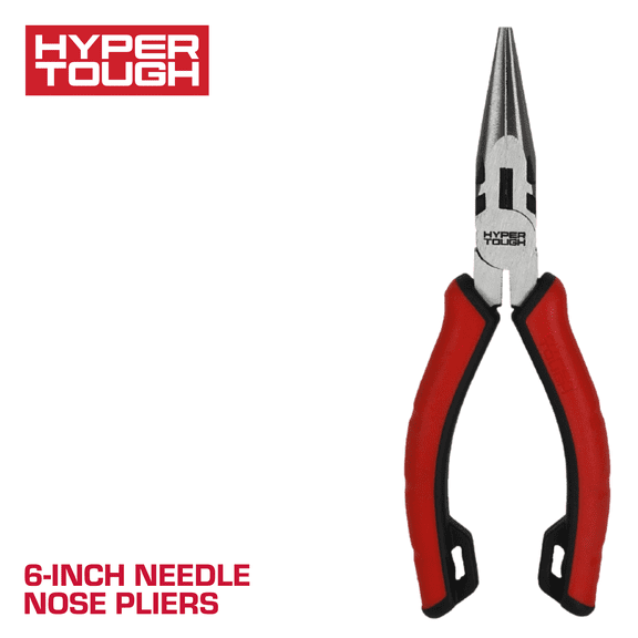 Hyper Tough 6-inch Long-Nose Pliers with Dual Material Comfort Grips