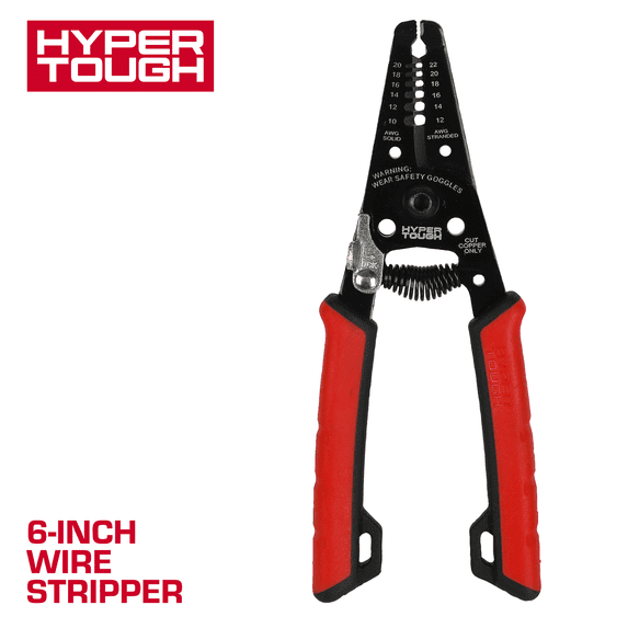 Hyper Tough 6-inch Wire Stripper with Dual Material Comfort Grips