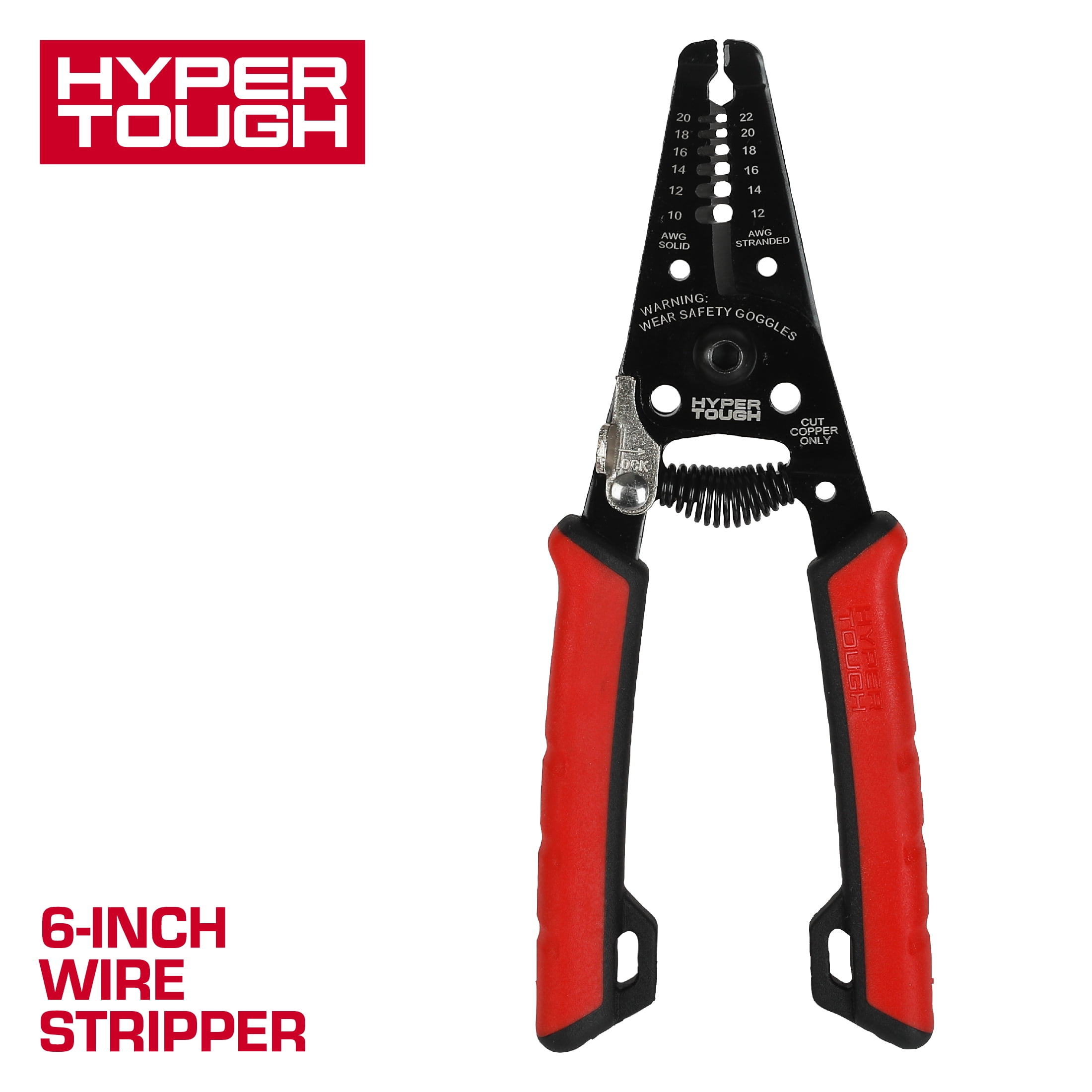 Hyper Tough 6-inch Wire Stripper with Dual Material Comfort Grips