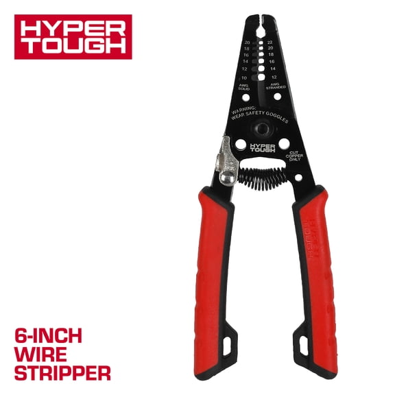 Hyper Tough 6-inch Wire Stripper with Dual Material Comfort Grips