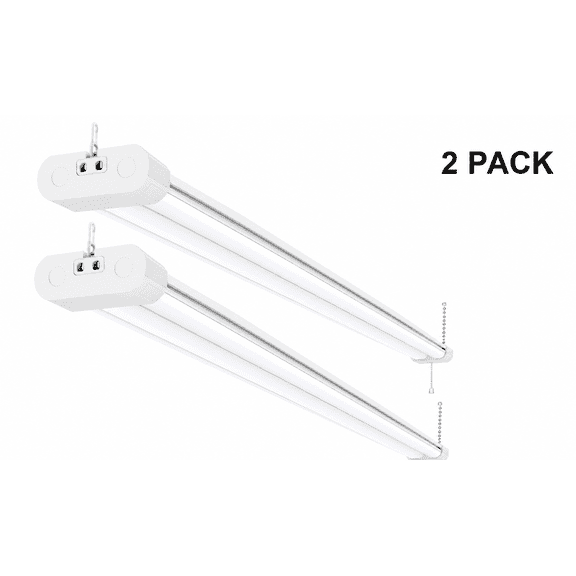 Hyper Tough 4 ft LED Shop Light Fixture 5000K Daylight 2-Pack 6500 Lumens Linkable