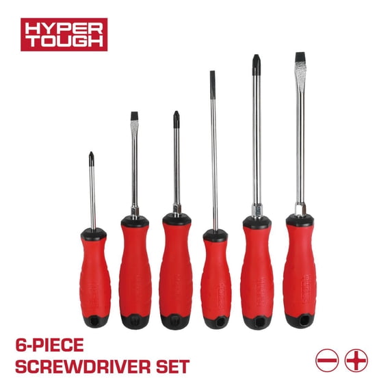 Hyper Tough 6-Piece Screwdriver Set with Dual Material Tri-Oval Comfort Grips