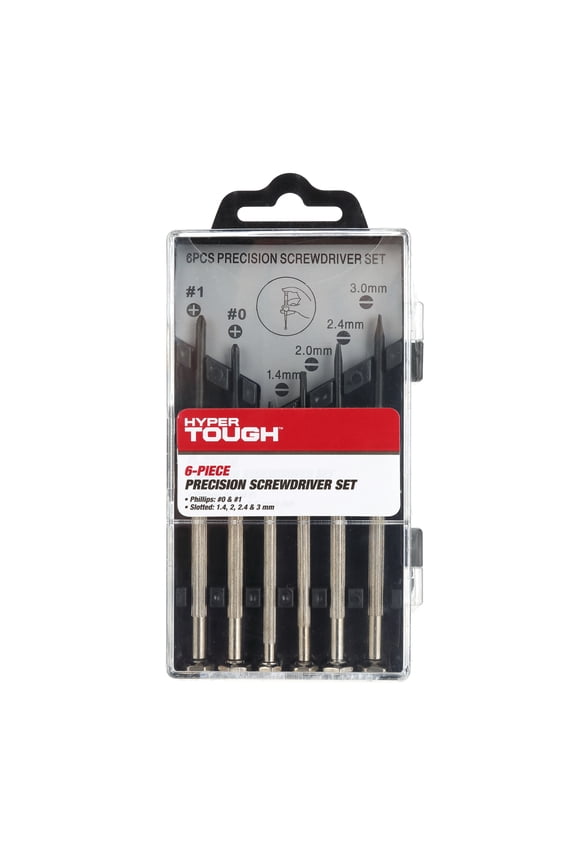 6 Piece Precision Philips and Slotted Screwdriver Set 8TS0081R, Steel