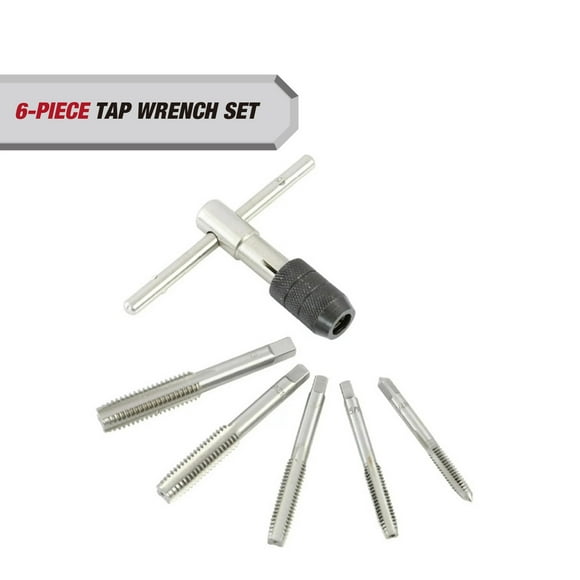 Hyper Tough 6-Piece Adjustable SAE Tap & T-Handle Wrench Set