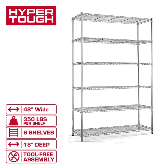 Hyper Tough 6-Tier Wire Shelving Unit, Chrome, Heavy-Duty Storage