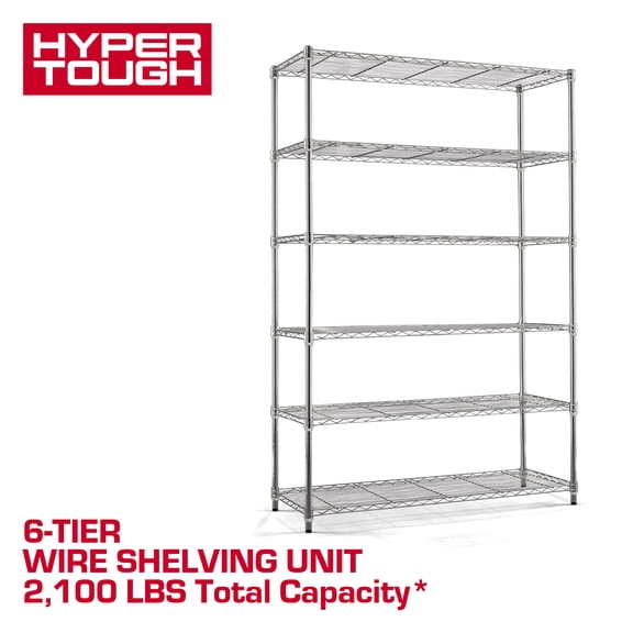Hyper Tough 6-Tier Wire Shelving Unit, Chrome, Heavy-Duty Storage