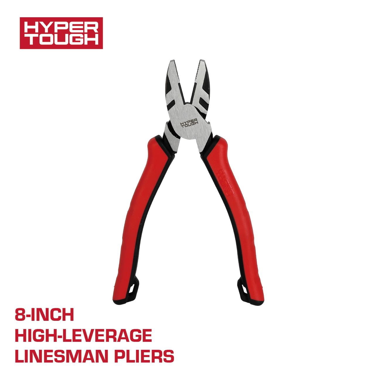 Hyper Tough 8-inch High Leverage Linesman Pliers with Dual Material Comfort Grips
