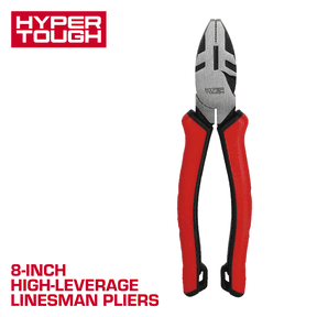 Hyper Tough 8-inch High Leverage Linesman Pliers with Dual Material Comfort Grips