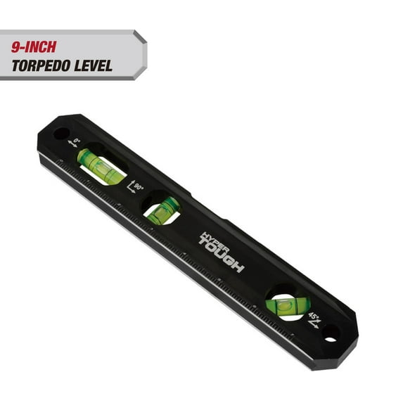 Hyper Tough 9-inch 3 Vial Solid Aluminum Torpedo Level