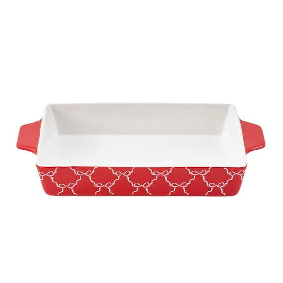 Holiday Time 9" x 13" Bow Stoneware Bake & Serve Dish, Bakeware