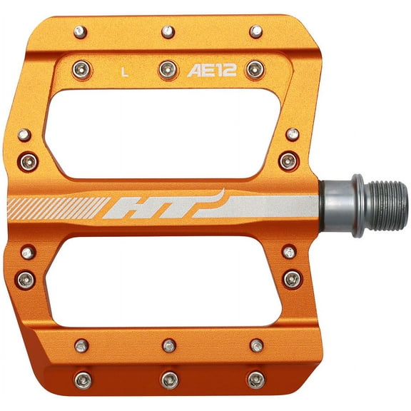 HT AE12 BMX Platform Pedals 9/16" Axle Aluminum Body 20 Replaceable Pins Orange
