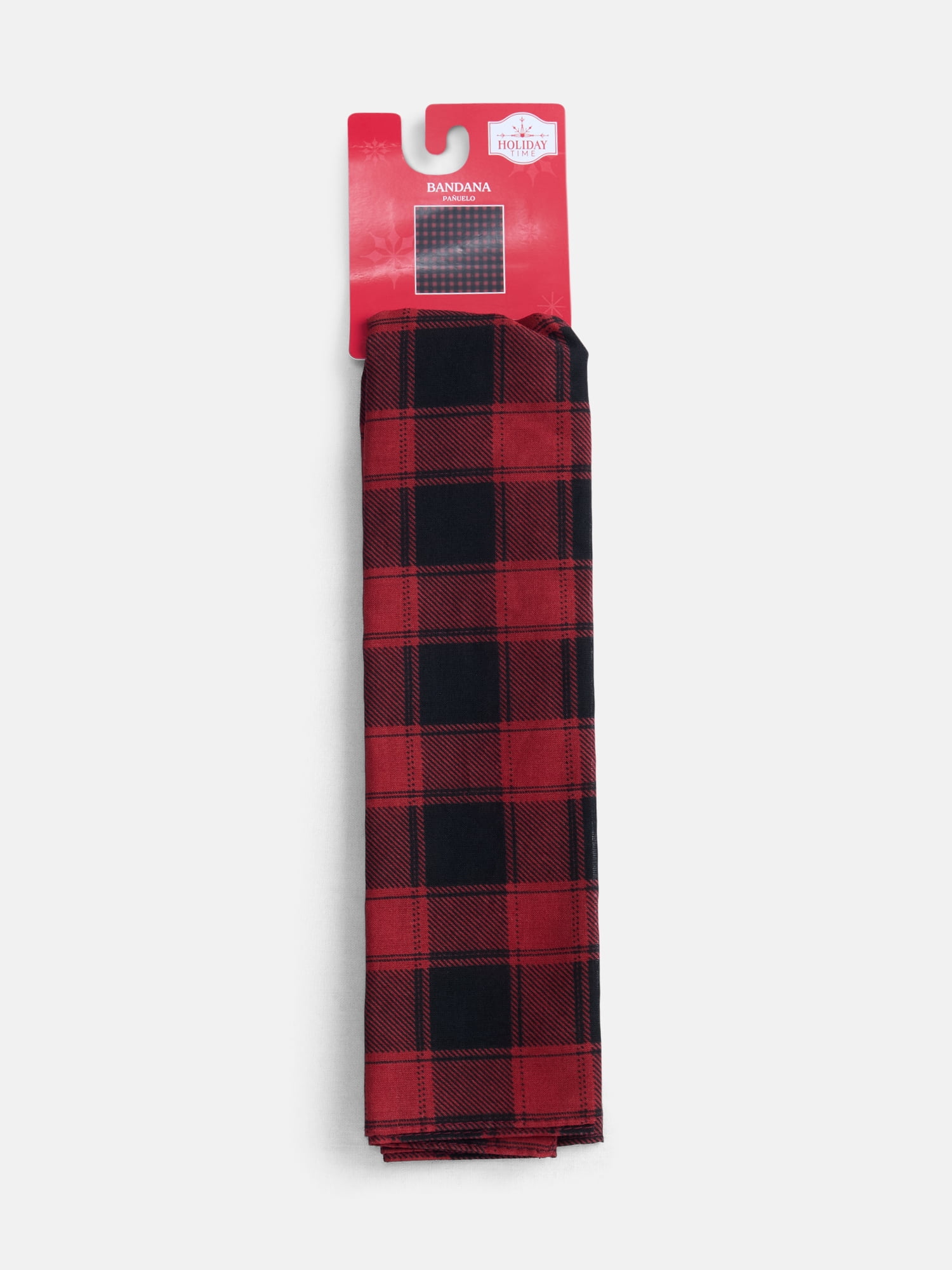Holiday Time Woven Buffalo Plaid Bandana, One Size, Red/Black,Cotton