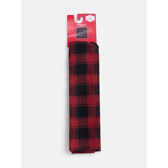 Holiday Time Woven Buffalo Plaid Bandana, One Size, Red/Black,Cotton