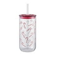 thumbnail image 1 of Candy Can Sipper Glass with Lid 20 OZ Holiday Time, 1 of 6